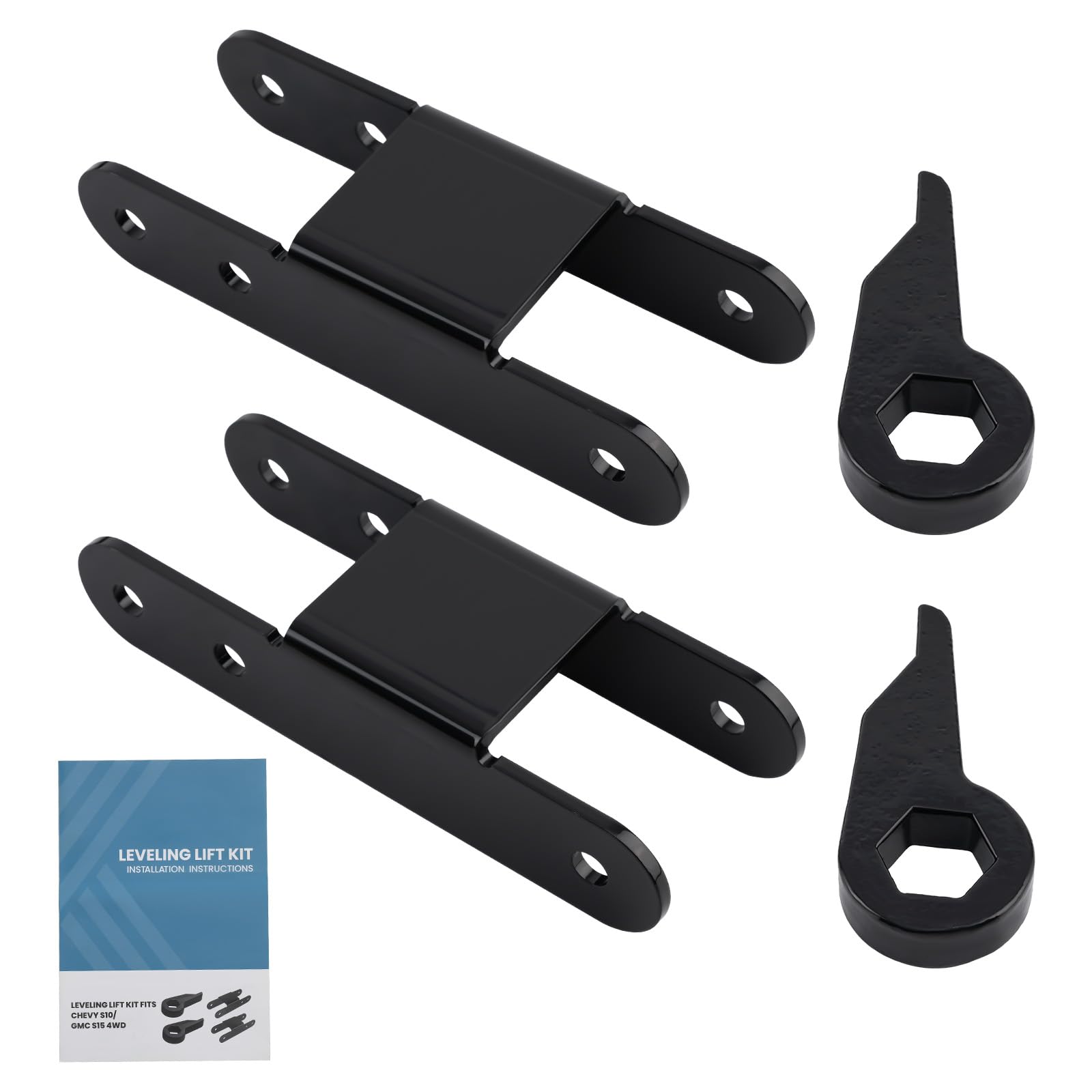 maXpeedingrods Höherlegungssatz Level Lift Kit vorder hinter für Chevrolet S10 GMC S15 4WD 1982-04 Höherlegungskit Torsion Keys Shackles