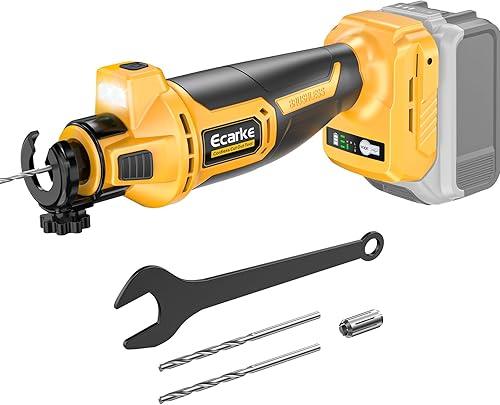 Ecarke - Herramienta de corte de paneles de yeso inalámbrica compatible con batería DeWALT: Ecarke hasta 30000 RPM, enrutador sin escobillas de 20V,