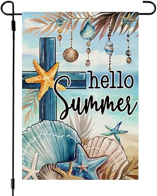 Jauageon Hello Summer Strand-Gartenflagge – Doppelseitig, 31,8 X 45,7 Cm, Wetterfest, Aus Polyester-Jute