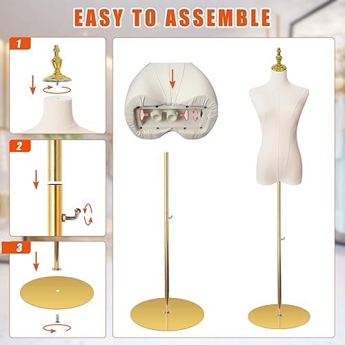 Miniatura 4 de Torso de maniquí femenino, forma de vestido para coser de 55 a 71 pulgadas, modelo de mujer de altura ajustable, cuerpo de maniquí de alta