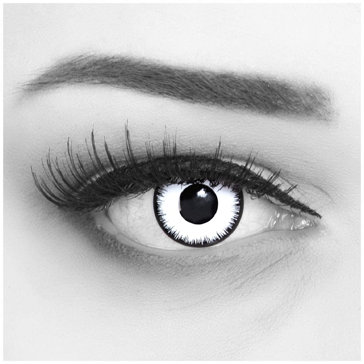 Lentillas de color blanco Lunatic 1 par. Cómodas y perfectas para carnaval de Halloween, cosplay de anime, blandas, sin dioptrías, sin graduación