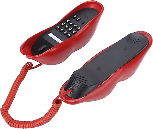 Miniatura 7 de Divertido teléfono de labios, con función de almacenamiento de números, teléfono fijo rojo para el hogar, teléfono fijo con cable para teléfono