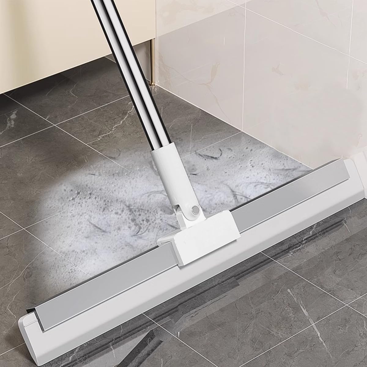 Rubber Squeegee Broom for Floor|120 * 50| Long Handle Window Squeegee, Silicone Remover for Indoor Cleaning|Clean Glass|Hair|Fine Dust|Liquids Suitable for Smooth Floors|Rugs