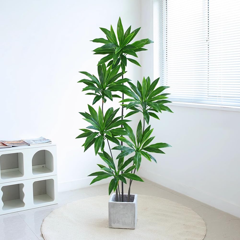 SWENEEN Indoor High-Simulation Artificial Dragon Blood Tree,150/180Cm High,With Flower Pot,Large Imitation Floor Plant,Indoor Potted Imitation Tree,For Home Decoration,D High 150,D High 180cm