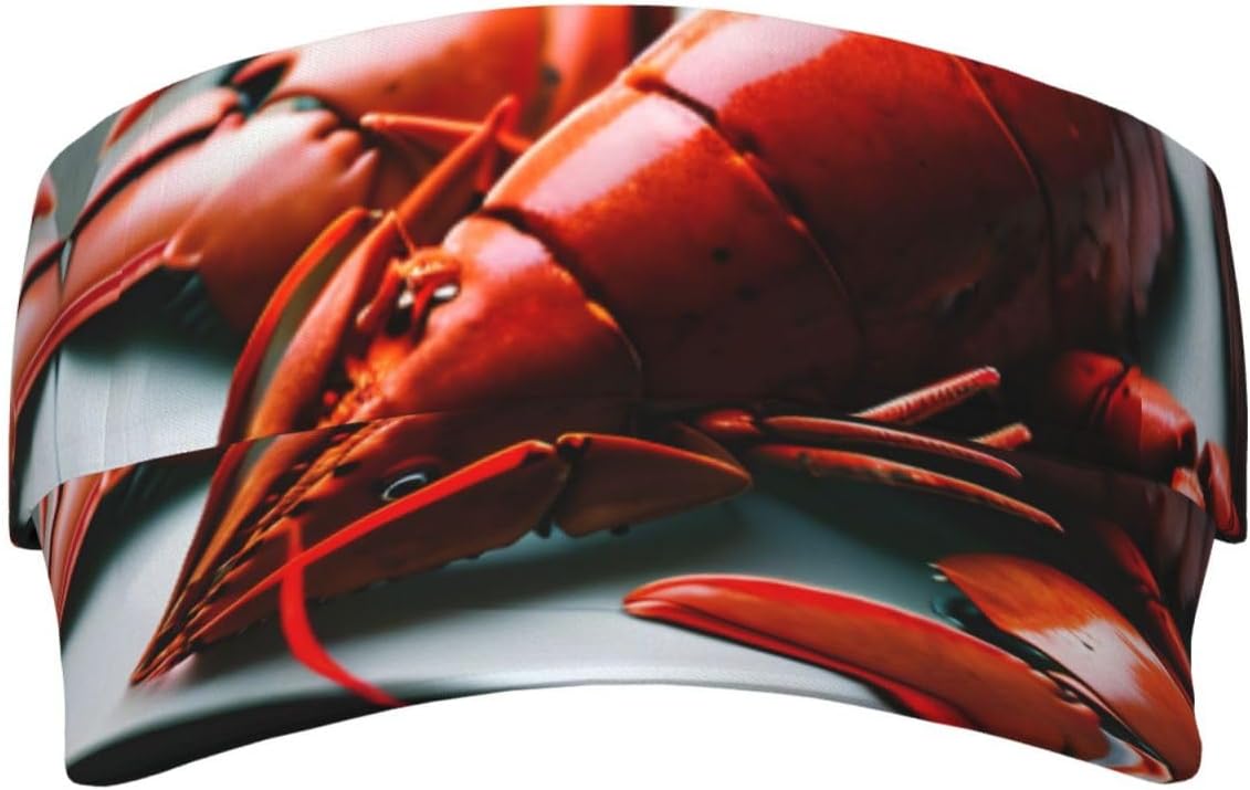 Lobster Print Foldable Sun Visor Hat Lightweight Adjustable Sun Visor Hat Outdoor Sports Cap for Adults Black