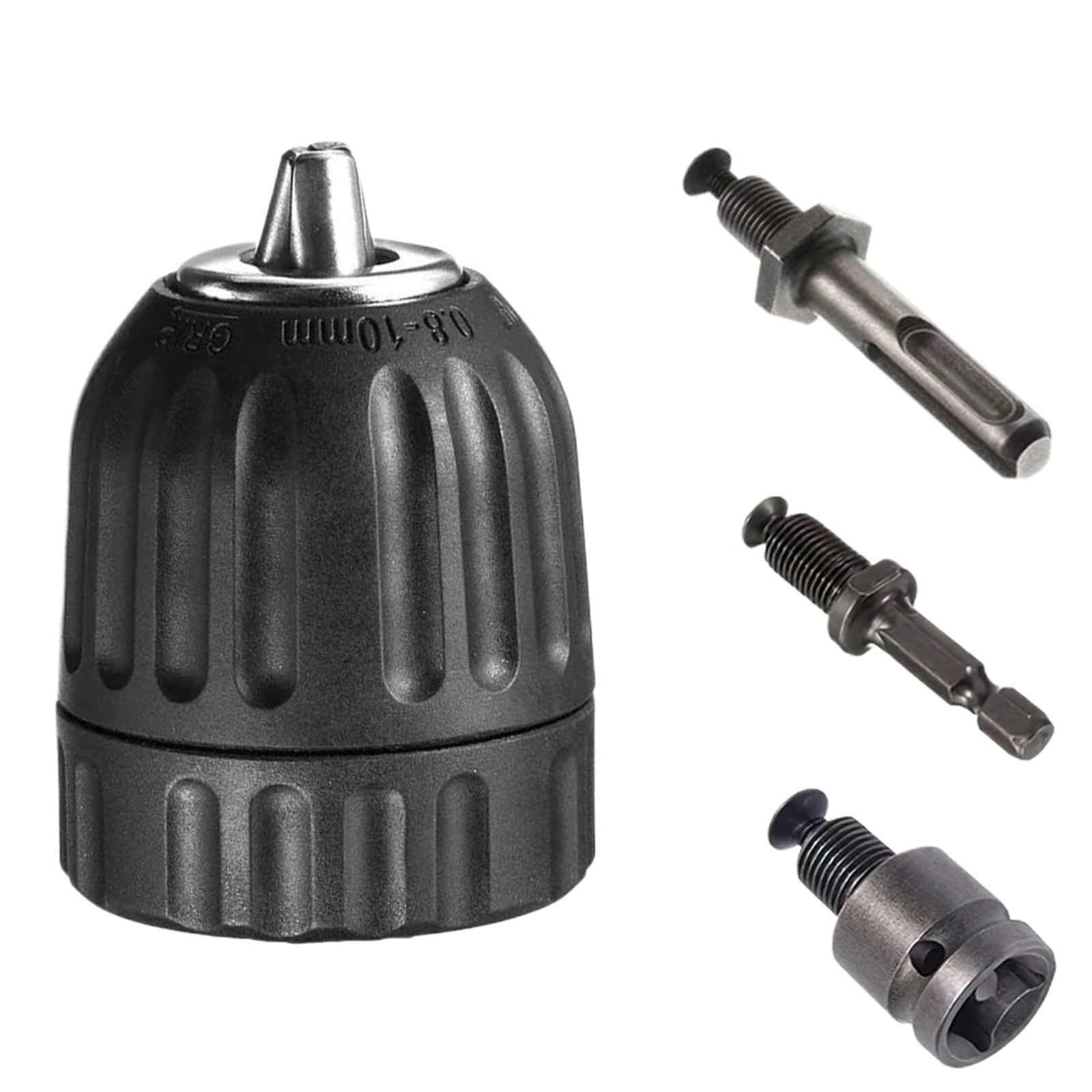 Atxyaa Chuck And Shank Set Keyless Drill Chuck 0.8-10Mm 3/8-24Unf, Hex Shank/Sds-Plus/Square Quick Grip Adapter, For Drill Bit Screwdriver Tap&Socket(Chuck And Shank Set)