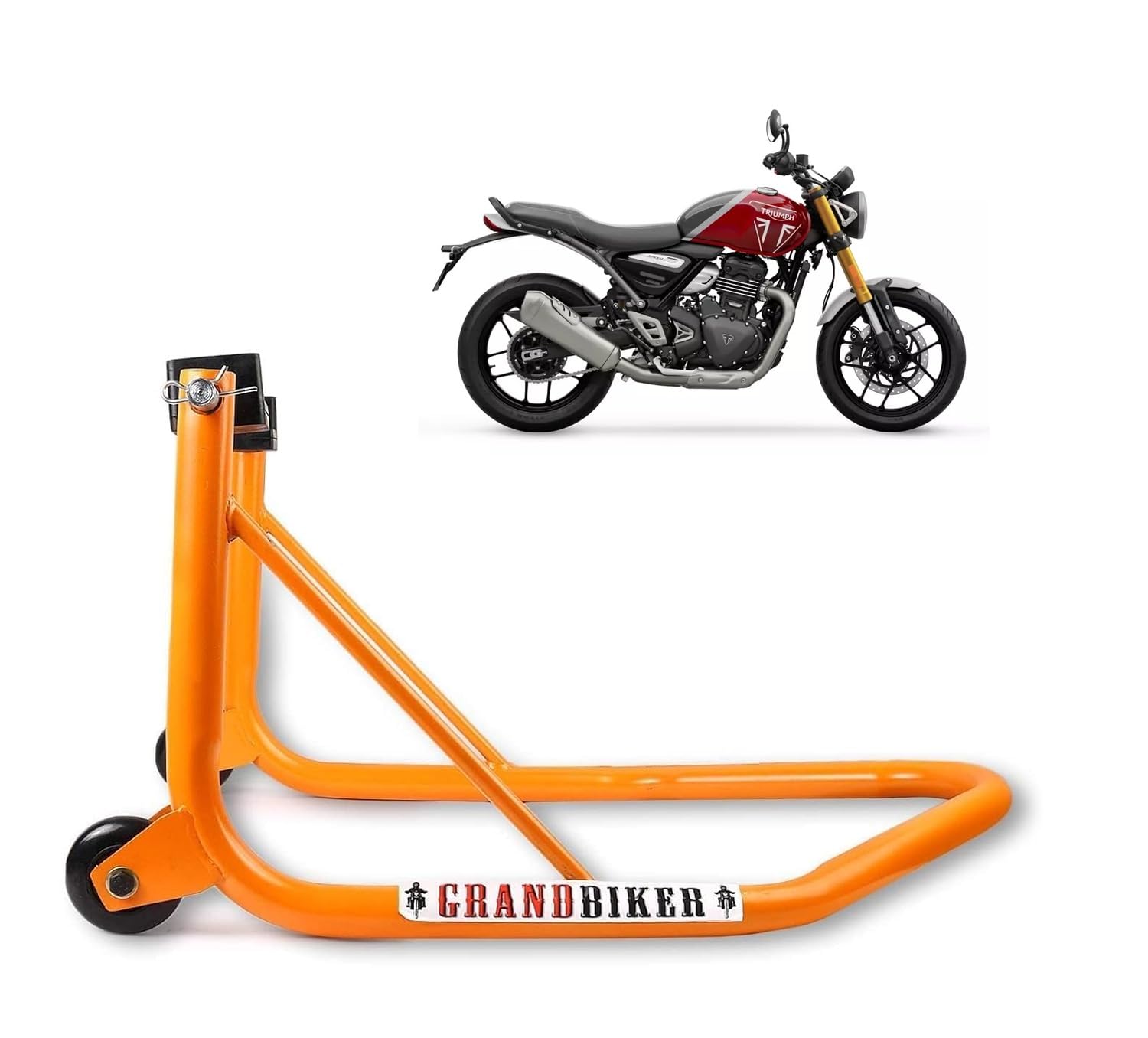 Grandbiker Rear Universal Wheel Paddock Stand Extra Strong with Swing Arm Rest for T.r.i.u.m.p.h Speed 400 (Orange)
