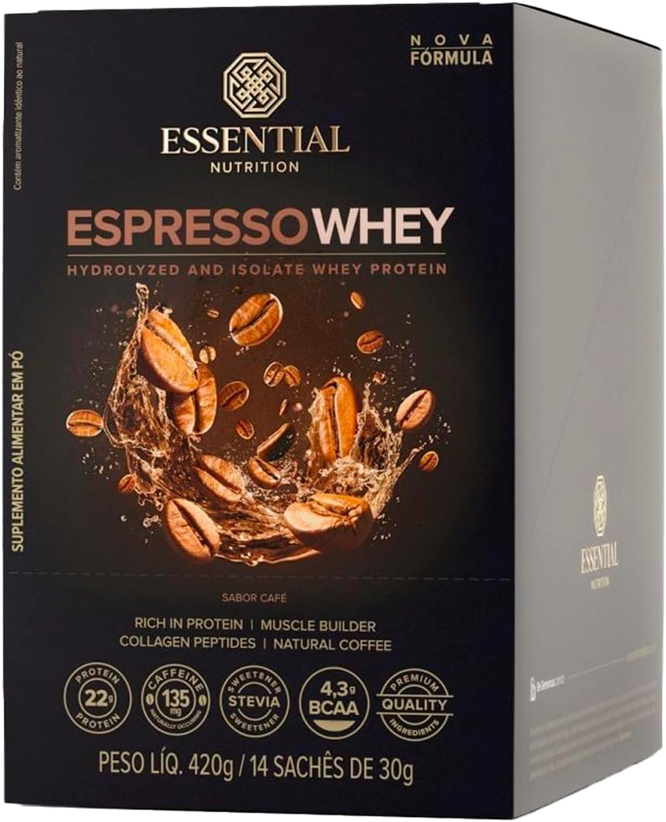 Espresso Whey Display (14 sachês 30g), Café, Essential Nutrition