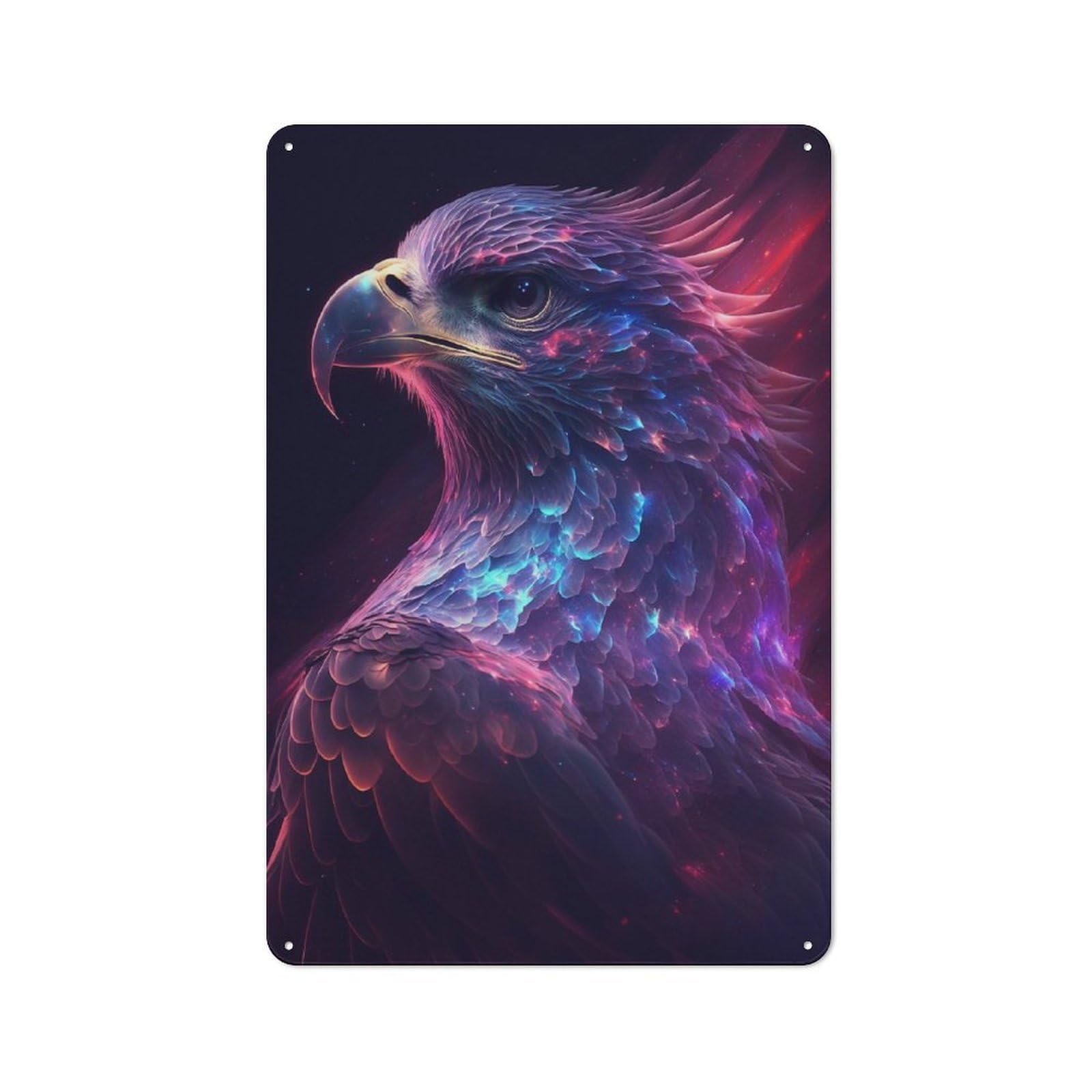 Tin Sign with Galaxy Eagle Hawk Bird Design 30x20cm, Garage Style Garage Wall Decor for Garage, Hobby Room, Office Or Man Cave