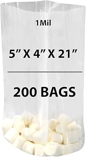 Clear Gusseted Bags 1Mil, 5" X 4" X 21" & 200 Bags | LDPE Material, For Food Packaging, Storage & Display | Heat Sealable Plastic Bag, Ideal for Bakery, Deli, Snacks, and Commercial Use