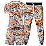 URVIP Herren Strandshorts T-Shirt 3-Teiliges Set 3D Katze Gedruckt Lustiges Kurzarm Sommer Beiläufige Herren T-Shirt Tops Tees Badeshort Sporthose Sportswear Multi-34 S