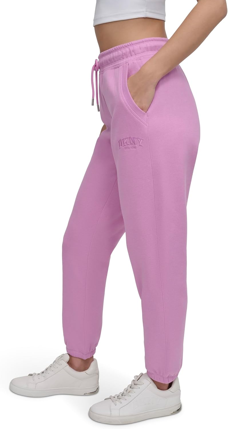 DKNY Womens Varsity Embroidered Logo Jogger Fleece Sweatpant - Image 3