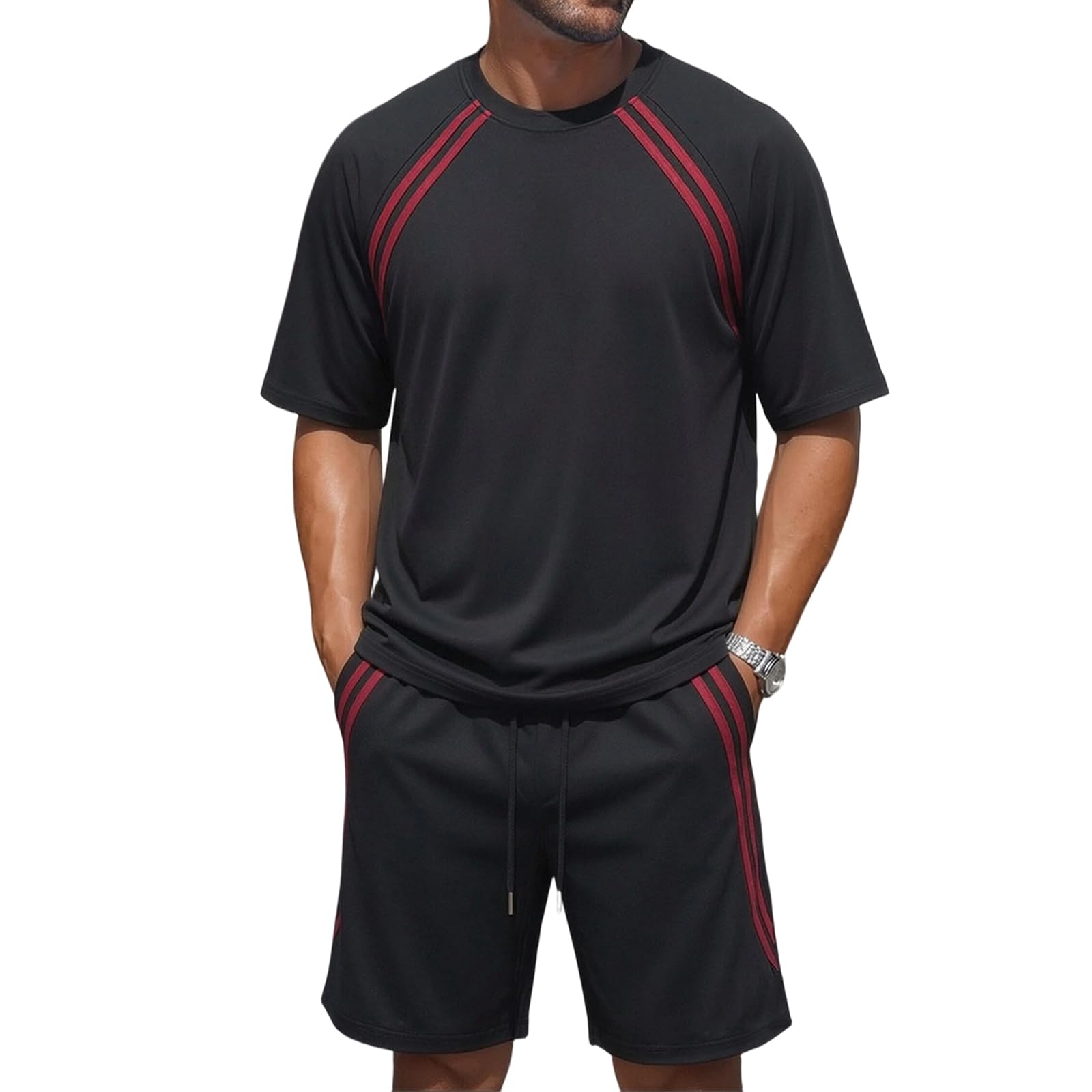 Chándal Para Hombre Conjunto Deportivo De Verano Completo Elegante Holgado Transpirable Ideal Para El Tiempo Libre Tenis Gimnasio Fútbol Golf Y Senderismo.