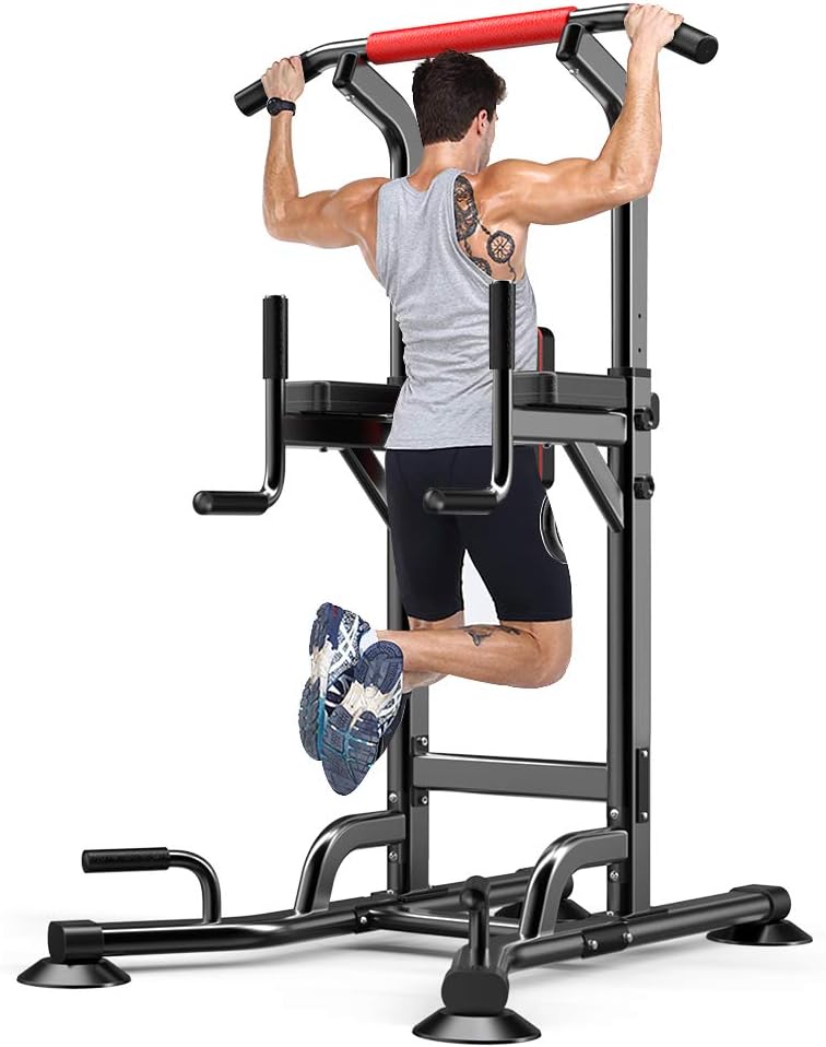 YOLEO Adjustable Power Tower - Multi Function Pull up Station for Strength Training - Dip Stand Workout Fitness Bar - Push up Equipment of Home Gym Exercise