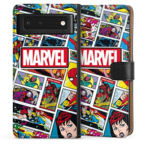 DeinDesign Etui Compatible avec Google Pixel 6 Etui Folio Etui magnetique Marvel Bande dessinée Motifs