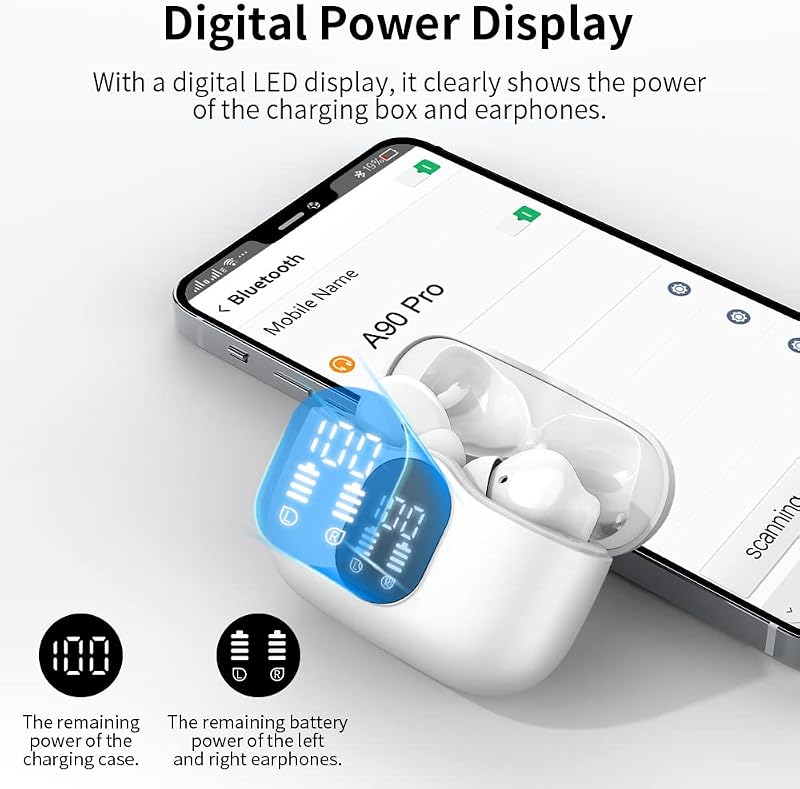 True Wireless Earbuds Bluetooth Headphones HiFi Stereo Ear Buds,Matte White image 6