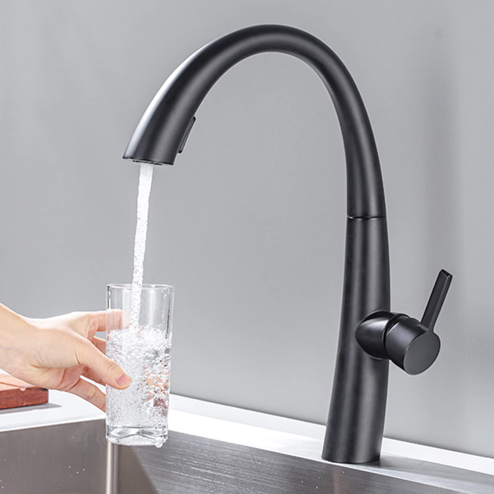 BHFPFZA Stainless Steel Pull Down Kitchen Faucet Swivel Kitchen Sink Mixer Tap with Sprayer Modern Design Easy to CleanIdeal for Home and Restaurant Use