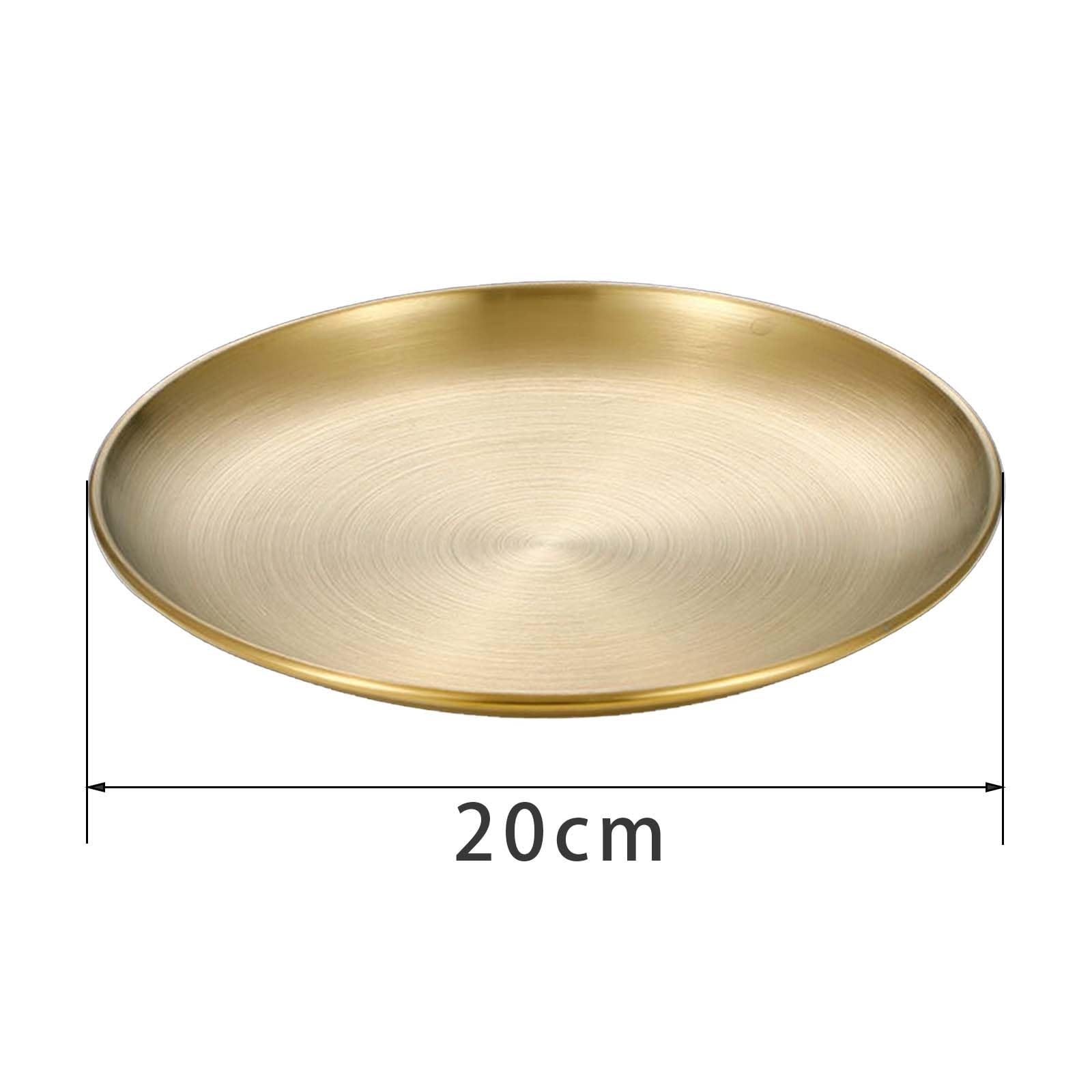 Assiettes à dîner en Acier Inoxydable, Plateau de Rangement pour Couverts empilables, Assiette Ronde en métal, Assiette à Fruits, Assiette à dîner pour (Une Couleur 20 cm)
