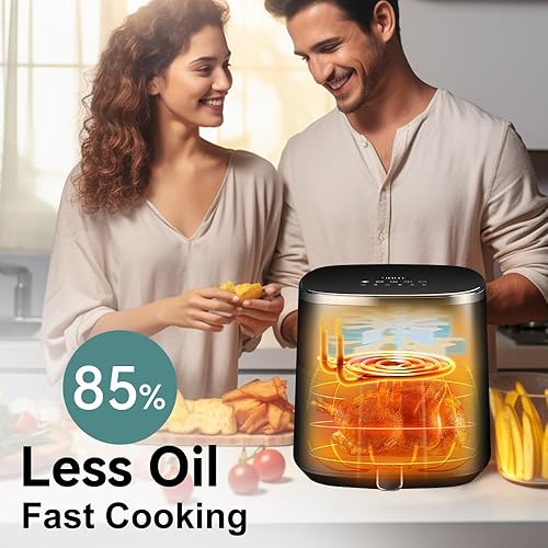 Miniatura 5 de ASZ Freidora de aire digital de 6 cuartos de galón con ventana hacia arriba, freidora de aire grande, 6 preajustes precalentados, recalentar,