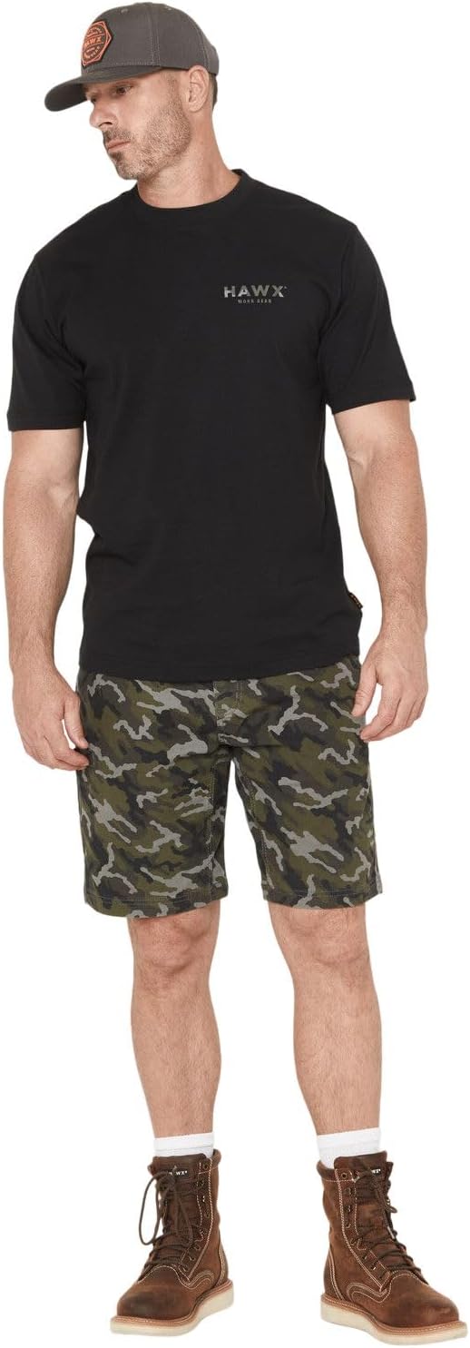 Hawx Work Gear Men's Chip Camo Print Flat Front Work Shorts - HXSP24SH11-CMO 31 Camouflage
