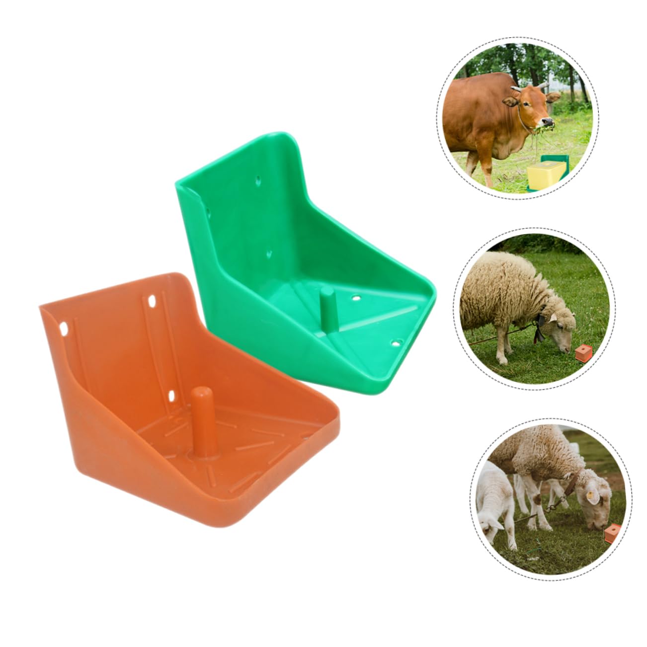 Toyvian Caja Plástica Práctica Múltiples Posiciones de Fijación Soporte para Bloques Minerales Pack de 2 Unidades para Ganado Ovino y Aves Adecuado para Uso Diario en Interiores