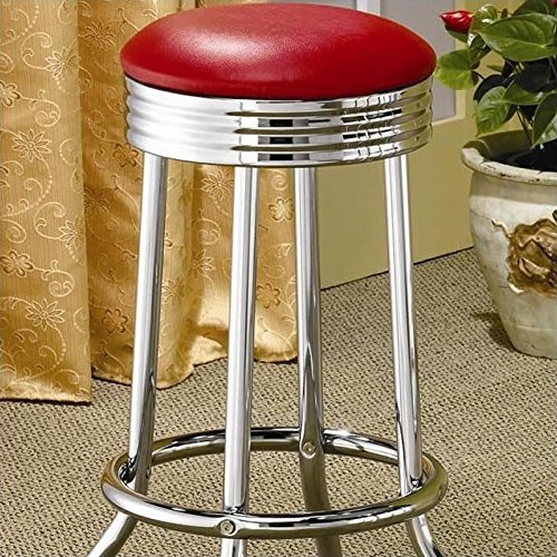 Coaster Home Furnishings Hopkins Upholstered Top Bar Stools Red And Chrome (Set Of 2) #TOP3