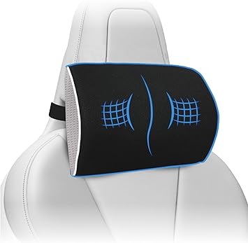 Grin Health Memory Foam Car Neckrest Pillow Relieve Neck Pain- Car Seat Head Rest Pillow for Neck Support- Neck Pillow for Car (Standard, Black/Grey, Pack of 1) - image, photos