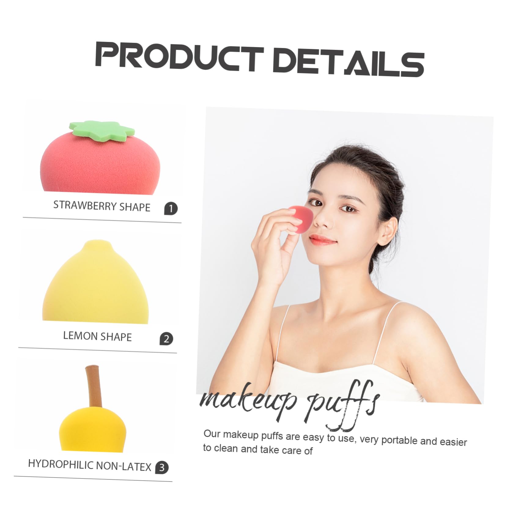 Didiseaon 20 Pz di bellezza di frutta a quadrati spugna crema soffio di cipria impastatrici Piumini da cipria portatili piumini cosmetici per ragazze