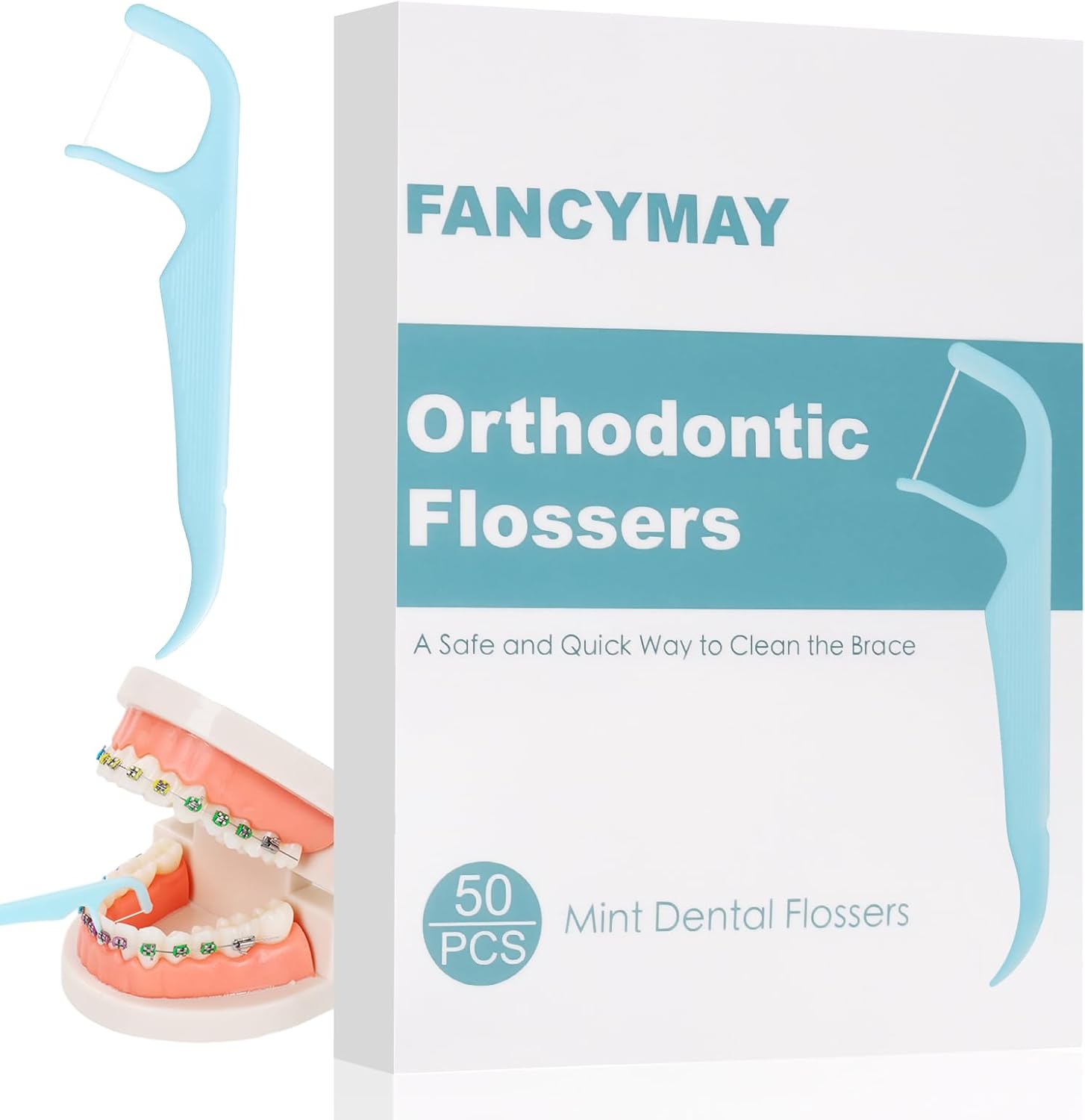 50 Count Mild Mint Braces Flossers for Adults & Kids