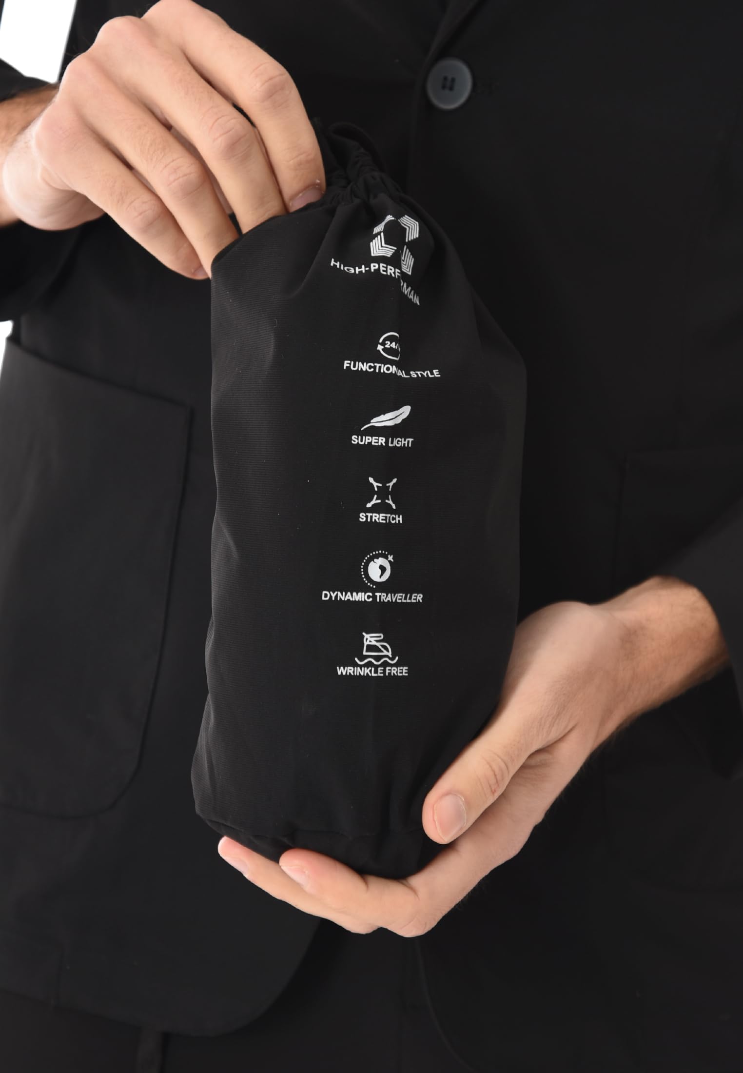 Ciabalù Giacca Uomo Elegante Slim Fit No Stiro Stretch Estiva Blazer Uomo Tecnico Leggero da Viaggio con Sacchetto Travel Incluso