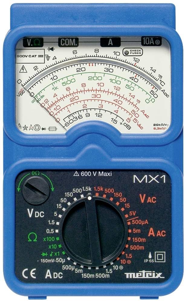 MetrixMX 1 Hand Multimeter Analogue Splash-proof (IP54), Jet Water Resistant (IP65) CAT