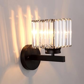Wall Sconces Retro Crystal Wall Light Indoor E27 Modern Bedroom Wall Lamp LED Crystal Wall Lamps Crystal Wall Light for Living Room Corridor,Black 2