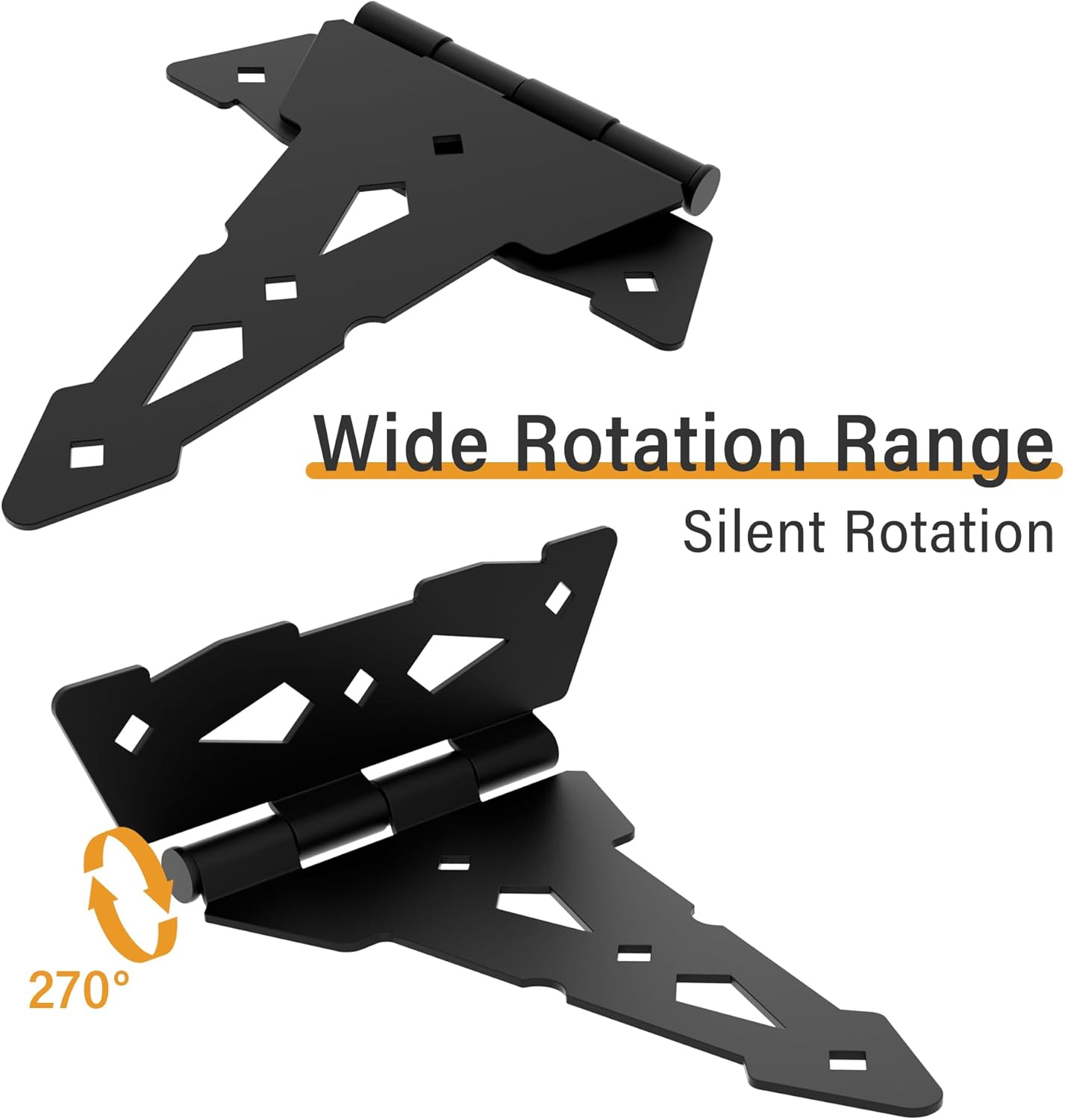 WINSOON Rustic Black Steel Wood Gate Hardware Set, 8" Strap Gate Hinges & Heavy Duty Latch Kit with Handle, 60 lbs. Capacity, 2 Count