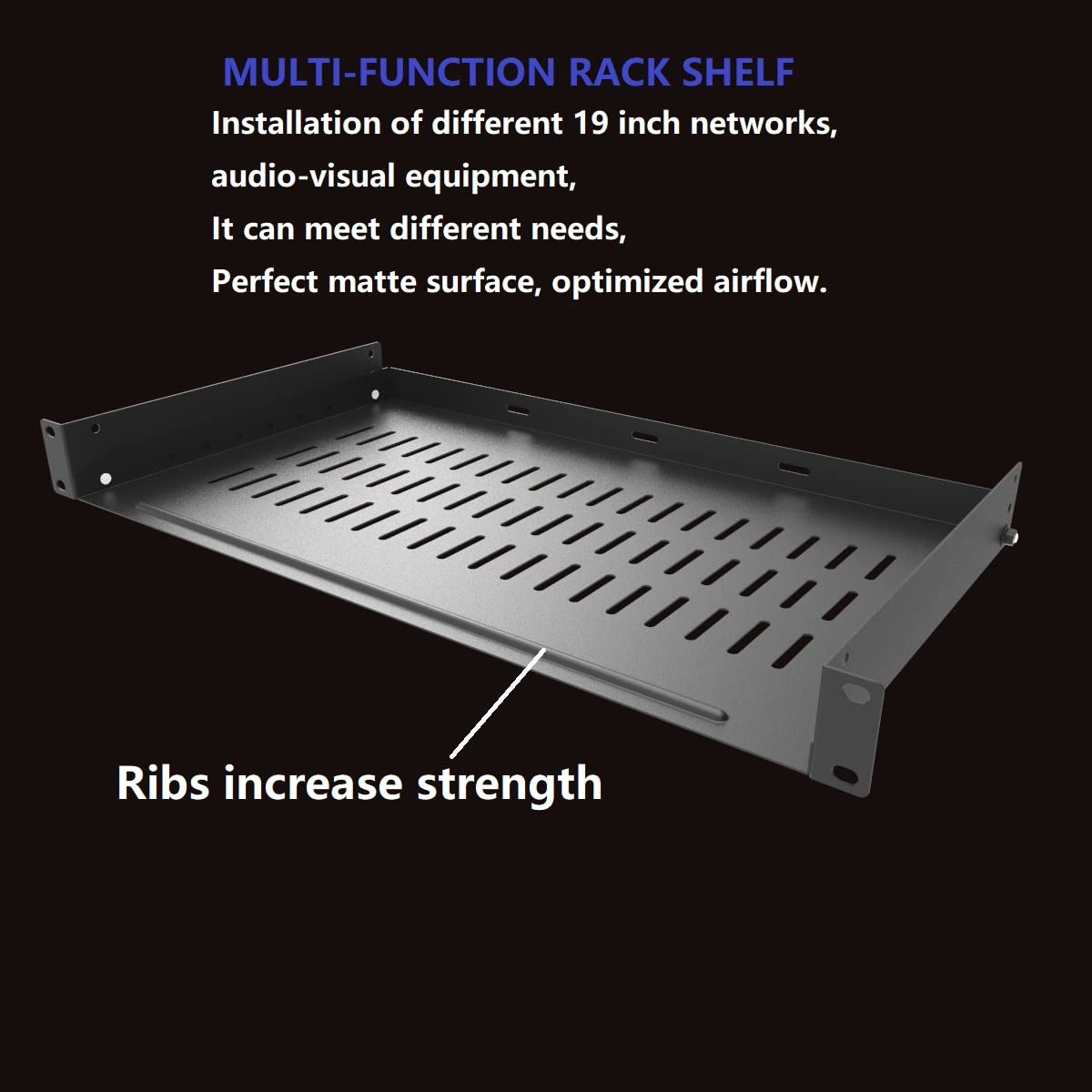 JINGCHENGMEI 1U Vented Server Rack Shelf Disassembled 10 inches Deep Universal Rack Tray No Lip for 19 Inches Network Cabinet or Server Rack