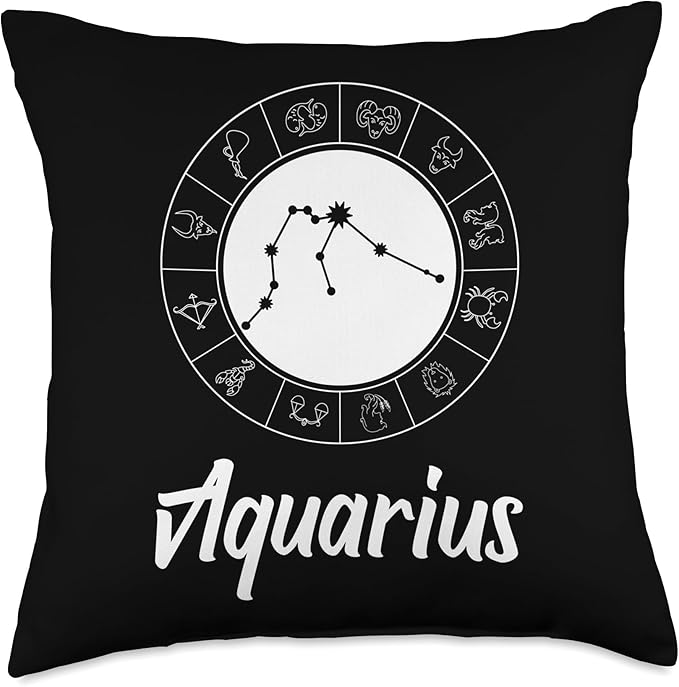 Zodiac Designs Constellation Starry Sky Aquarius Zodiac Sign Star Constellation Horoscope Throw Pillow, 18x18, Multicolor