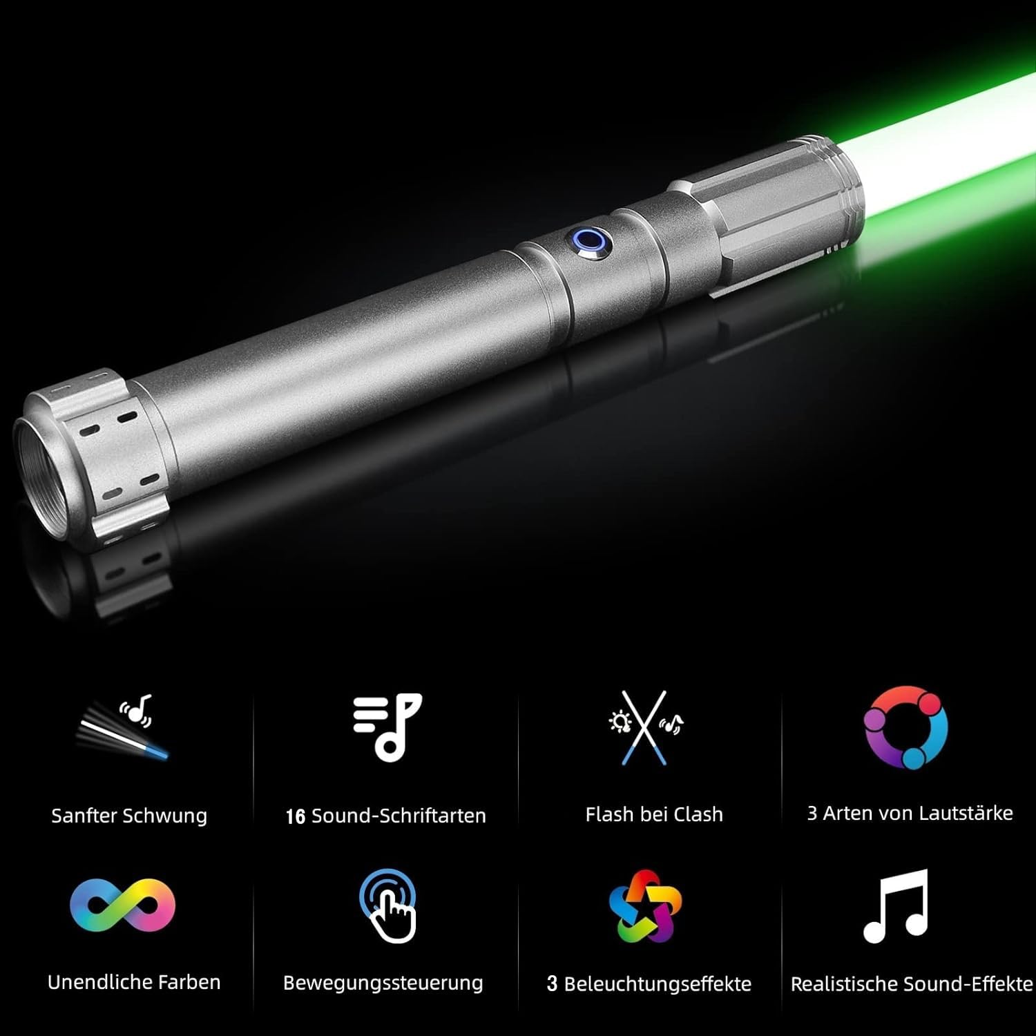 X-TREXSABER Lichtschwert mit Bewegungskontrolle, Glatter Schwung 12 RGB Farben und 16 Sound Fonts Lightsaber, Griff Schwere Duell laserschwert für Erwachsene Tag der Kinder Cosplay
