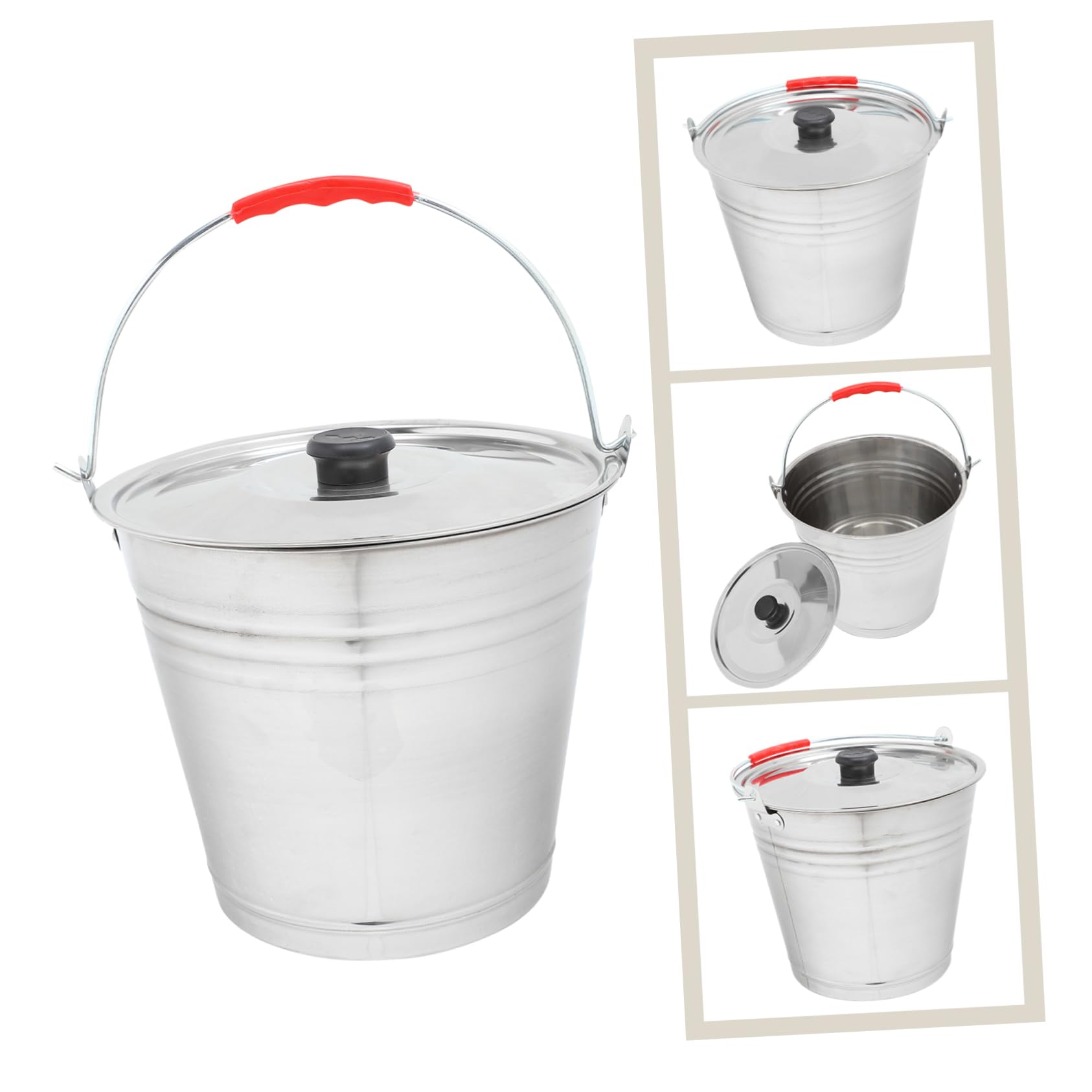 MAGICLULU Edelstahl Eimer 7l Silber mit Griff, Rostresistent und Tragbar