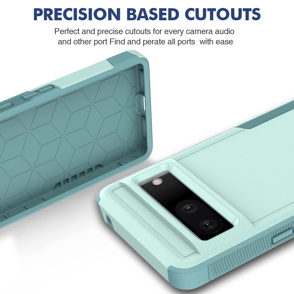 Jeylly Custodia Per Google Pixel 7 Pro 2022 Con 2 Pellicole - Doppio Strato Silicone + Plastica, Blu Navy