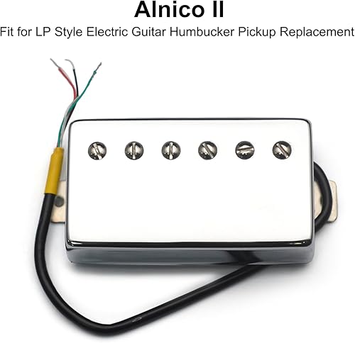 Miniatura 2 de SAPHUE Alnico 2 Humbucker - Pastilla de guitarra de 4 bobinas 7.5k8.6k con cubierta de latón, pastilla Alnico II para guitarra LP cromo