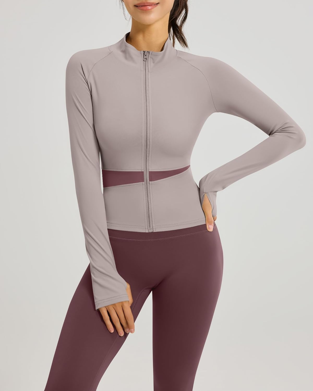 Locachy Women's Lightweight Workout Athletic Jacket Slim Fit Full Zip Butterluxe Cropped Running Yoga Coats with Thumb Hole - Image 5