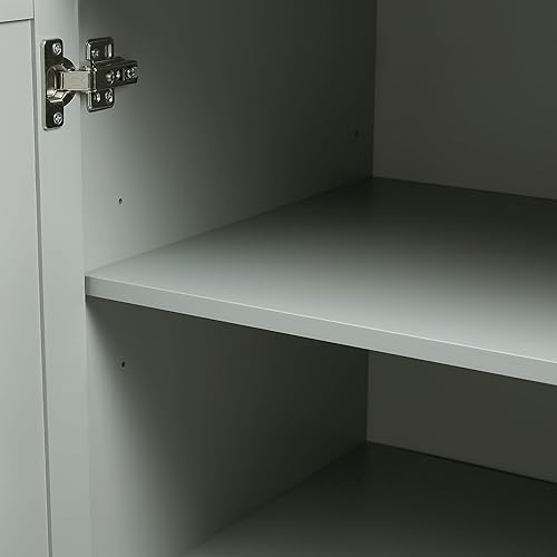 Miniatura 8 de Polibi Armario de almacenamiento alto, despensa independiente moderna con 3 puertas, estantes ajustables y 3 cajones de almacenamiento para cocina,