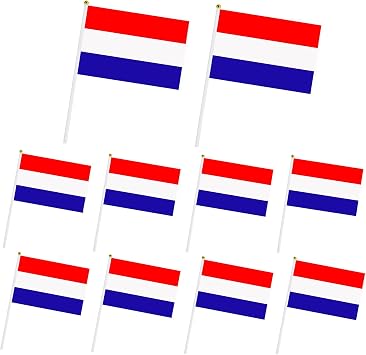 10pcs Mini Netherlands Handheld Flags Stick Flags, Small Netherlands Flags on Sticks for World Cup 2022 Decorations Cheering Flags Outdoor/Bar/Party Supplies, Netherlands Football Fans Hand Flags