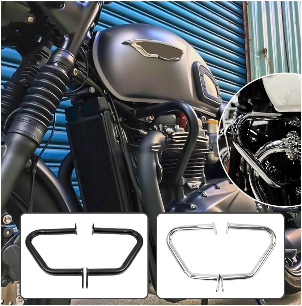 Crash Bars for Triumph Bonneville Bobber Bonneville T100 T120 Street Twin Cup Thruxton 1200 R Motorcycle Steel Highway Engine Guard Bumper Frame Falling Protectors 2016 2017 2018 2019 2020 2021(Black)