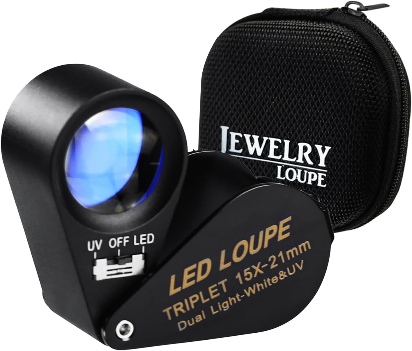 15 x 21 mm Optic Glass Magnifier 6 LED & UV Light Magnifying Glass Jeweller Triplet Lens Magnifying Glass Gemstone Jeweller