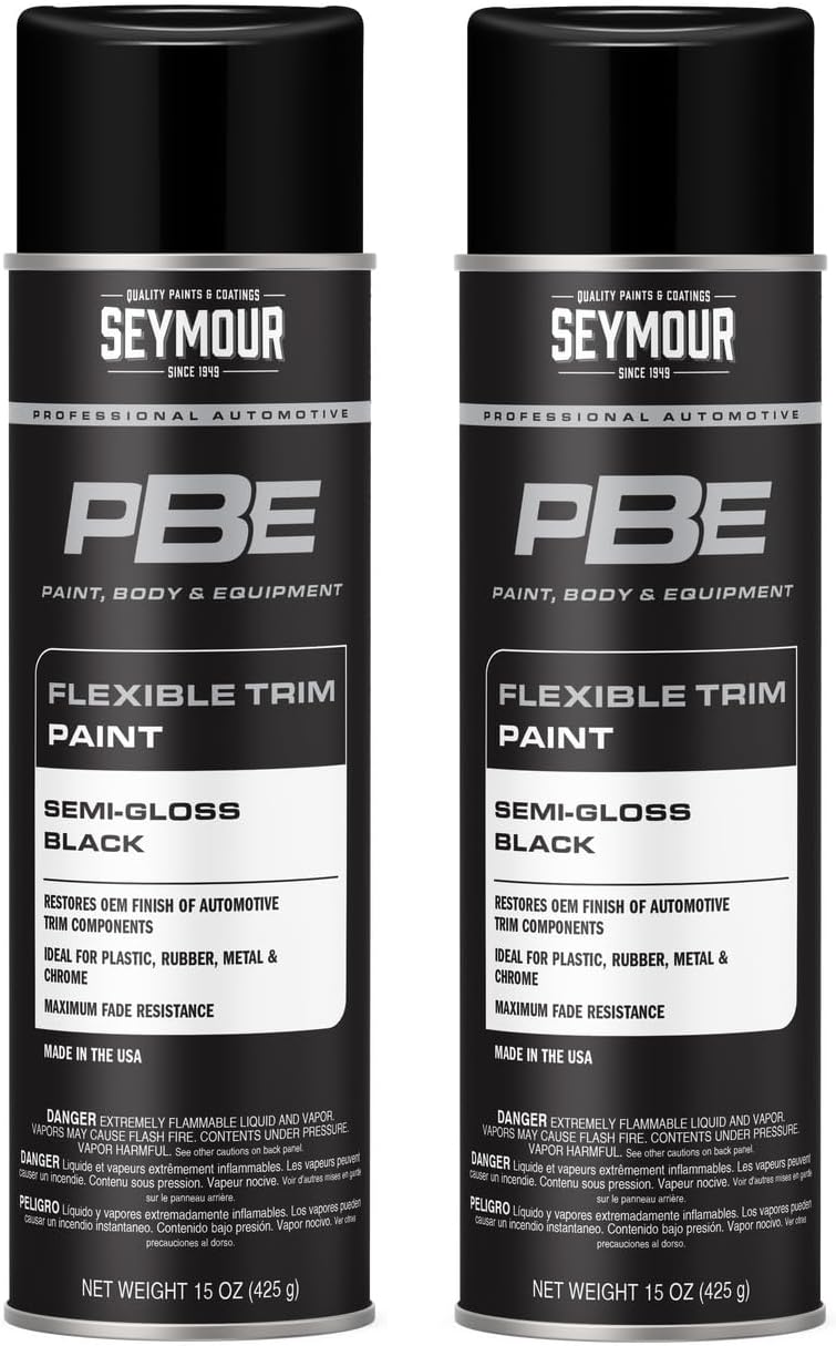 20-1679 – PBE Flexible Trim Spray Paint—Semi-Gloss Black (15 oz, 2-Pack / 30 oz Total) | Professional Automotive Trim Paint | Fast-Dry Acrylic Finish for Body Panels & Metal Components