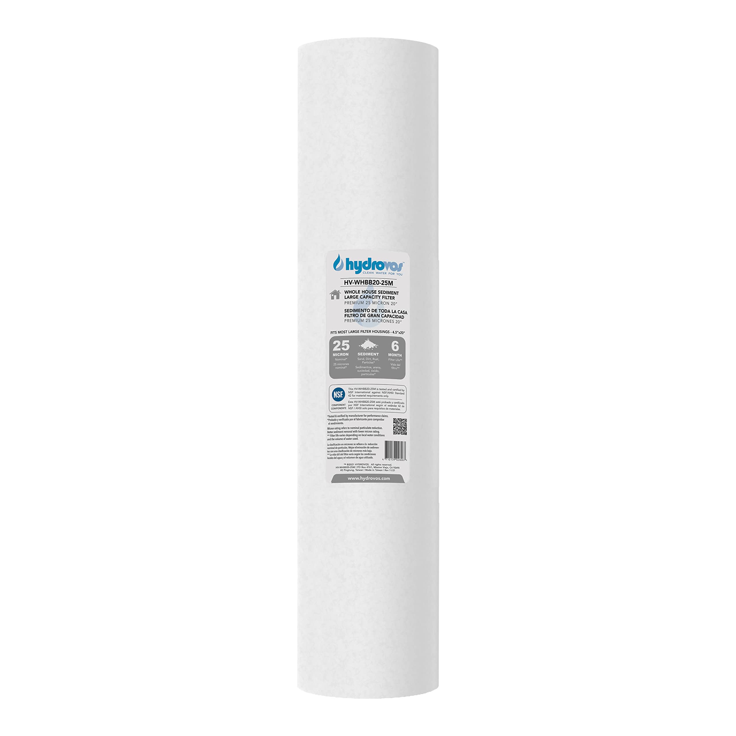 Hydrovos Aktivkohle-Wasserfilter 25,4 Cm – Reduziert Chlor & Sedimente Fürs Ganze Haus
