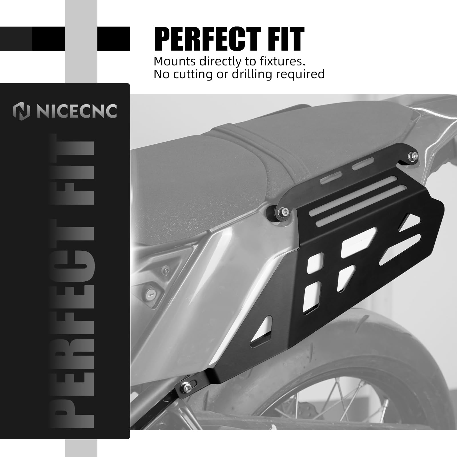 NICECNC Seitliche Packtaschen Stützrahmen Seitengepäckträger Kompatibel mit Yamaha Tenere 700 /XTZ700 XTZ07 2019 2020 2021 2022 2023 2024, Seitengepäck, Satteltaschenstütze, Schwarz