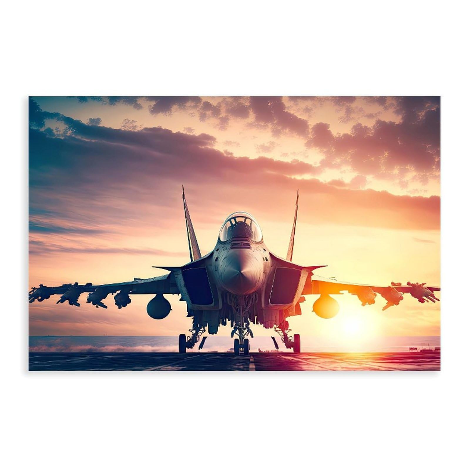 Qnvjqkdsi Unframe Jet Fighter Art Canvas Poster Bedroom Decor Landscape Office Room Decor Gift 16" L X 24" W