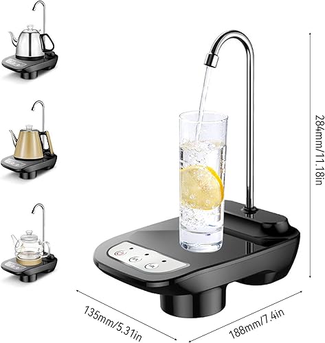Miniatura 2 de Bomba dispensadora de agua de 5 galones, bomba dispensadora de agua potable, botellas de agua de 3.8-18.9L, recargable por USB, eléctrico,