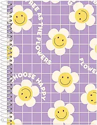 Caderno Colegial Feminino Retrô Good Vibes Lilás 10 Mat